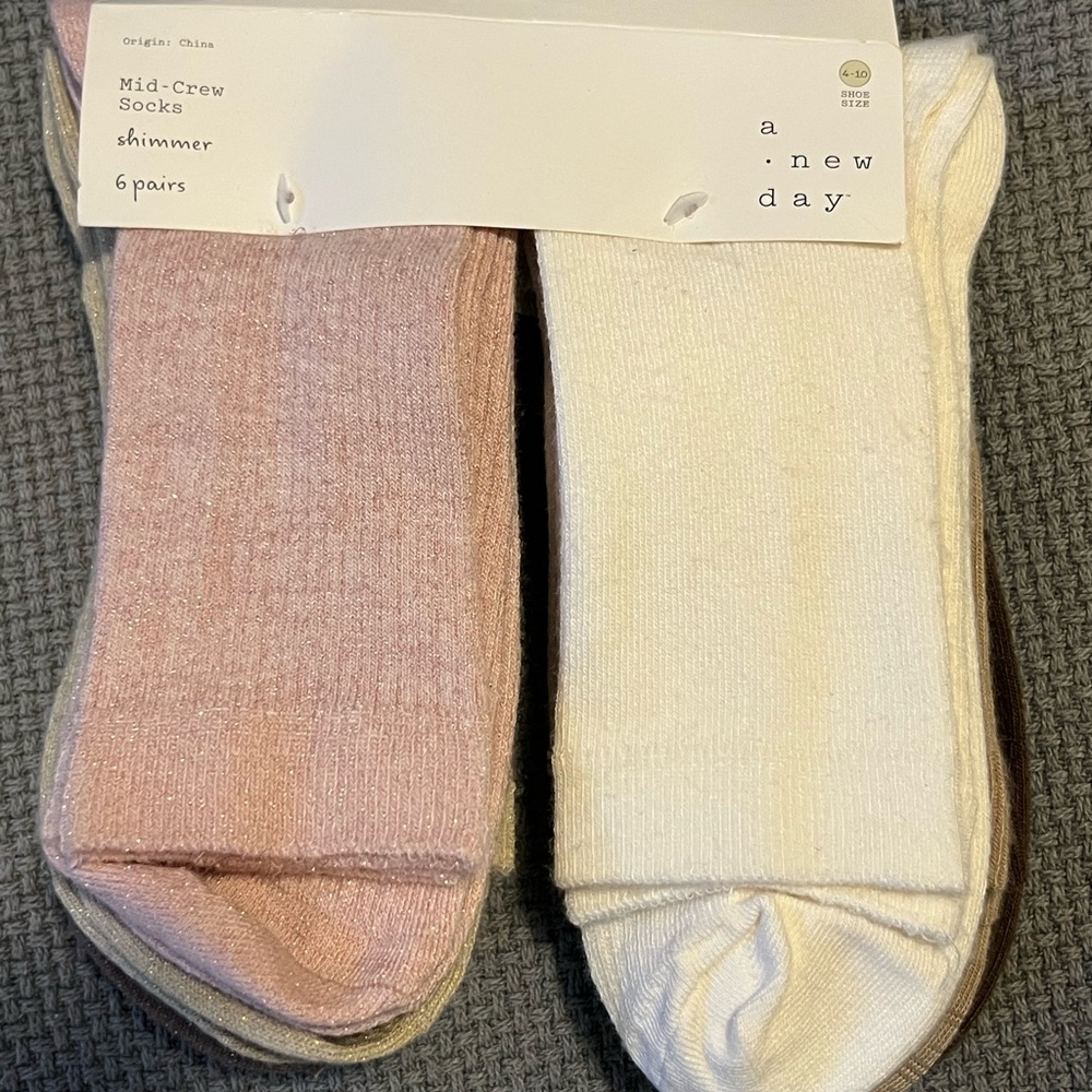 a new day Shimmer Mid-Crew Socks - Pink & Cream